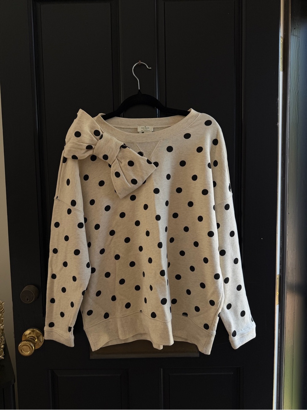 kate spade Cream Polka Dot Bow Crewneck Sweater